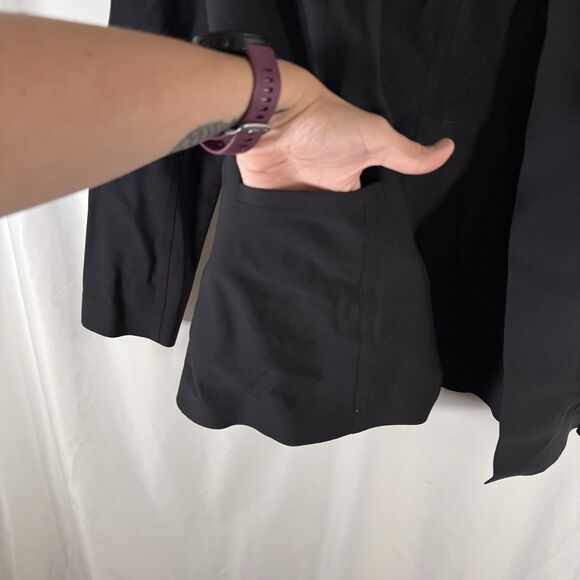 Athleta Jacket Women's 4 Solid Black Open Front Pockets Stretch Nylon - Picture 5 of 10